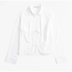 NWT Women's Abercrombie and Fitch Poplin Cotton Tie Front Top size XL Preppy